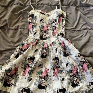 Hell Bunny Flamingo and Skull Print Mini Dress